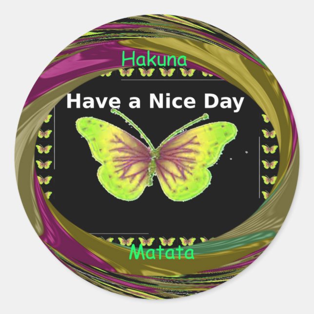 Have a Nice Day: Lovely infinity butterflies art  Classic Round Sticker (Front)