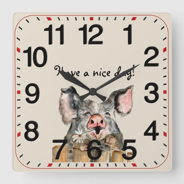 Have a nice day square wall clock (Front)