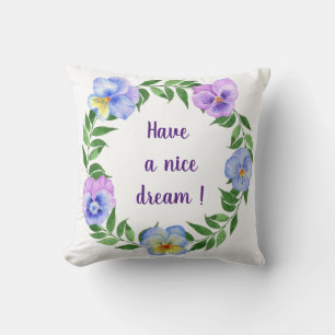 Have a nice dream! Watercolor beautiful flowers Th Throw Pillow