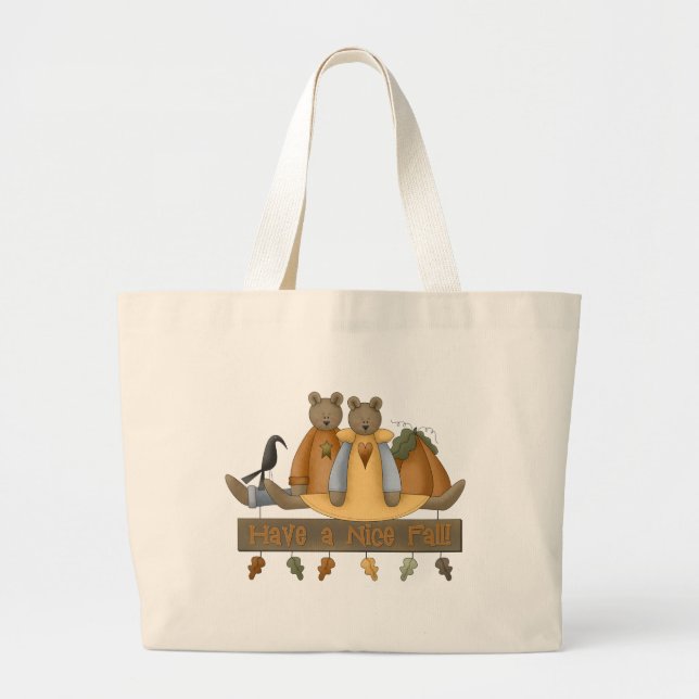 "Have a Nice Fall" Autumn Teddy Bears Tote Bag (Front)
