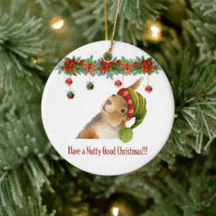 Have a Nutty Good Christmas Squirrel Custom Year Ceramic Ornament