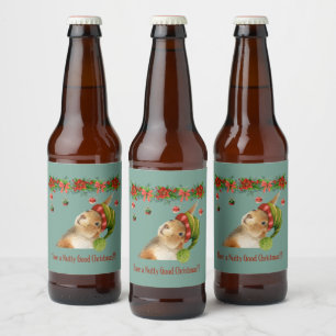 Have a Nutty Good Christmas Squirrel Holiday Beer Bottle Label