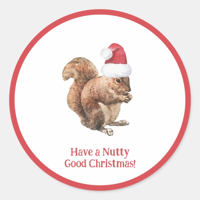 Have a NUTTY Good Christmas Squirrel Holiday   Classic Round Sticker (Front)