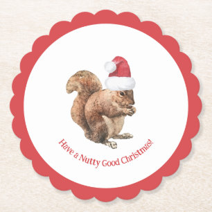 Have a NUTTY Good Christmas Squirrel Holiday    Paper Coaster