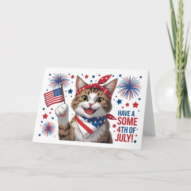 Have a Paw-some 4th of July – Cute Cat Thank You Card (Front)