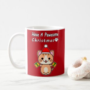 Have A Pawesome Christmas - Ginger Tabby Cat Coffee Mug