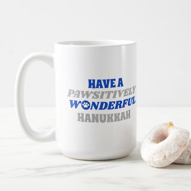 Have a Pawsitively Wonderful Hanukkah Coffee Mug (With Donut)