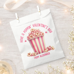 Have a Popping Valentine's Day Pink Popcorn Heart Favour Bag