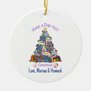 Have a Pur-fect Christmas Cat Lovers Ceramic Ornament