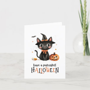 Have a Purrrfect Halloween Black Cat Witch Thank You Card