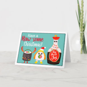 Have a Raw-some Christmas Funny Kawaii Sushi Pun Holiday Card