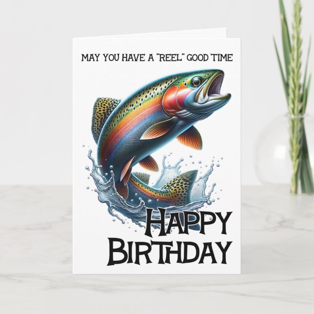 Have A Reel Good Birthday Card With Trout (Front)