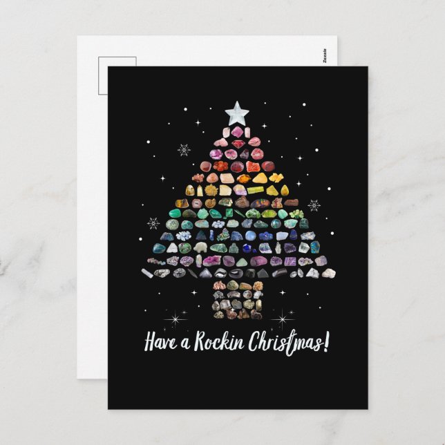 Have a Rockin Christmas! Crystal Christmas Tree  Holiday Postcard (Front/Back)