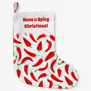 Have a Spicy Christmas Red Chilli Pepper Pattern Small Christmas Stocking