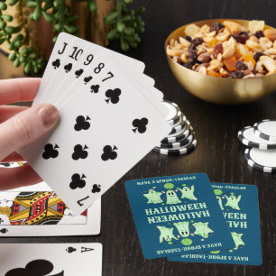 HAVE A SPOOK-TACULAR HALLOWEEN funny ghost Playing Cards