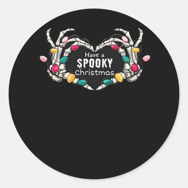 Have A Spooky Christmas Classic - Skeleton Hand He Classic Round Sticker (Front)