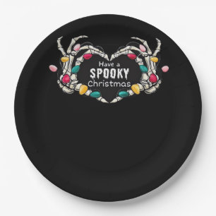 Have A Spooky Christmas Classic - Skeleton Hand He Paper Plate