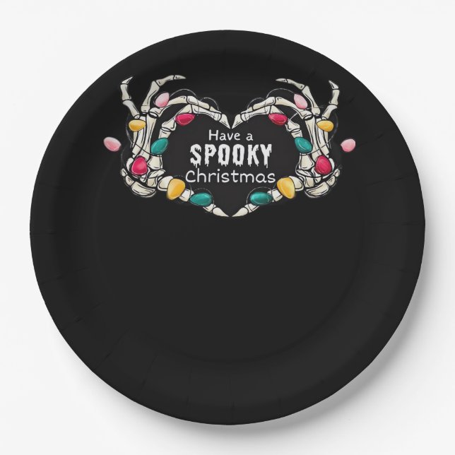 Have A Spooky Christmas Classic - Skeleton Hand He Paper Plate (Front)