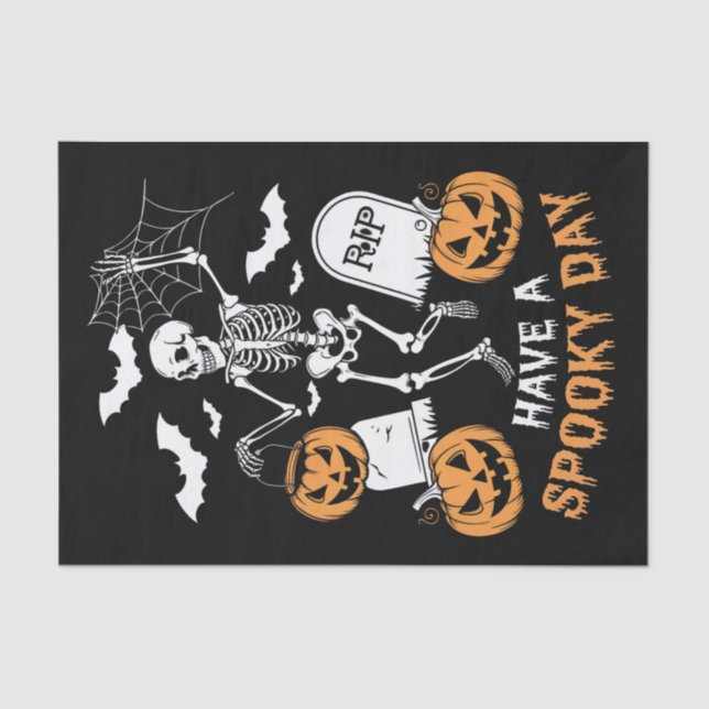 Have A Spooky Day Halloween Witch Gift Skeleton  Tissue Paper (Front)