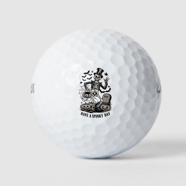 Have a spooky Day Halloween Witch Skeleton  Golf Balls (Front)