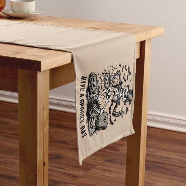 Have a spooky Day Halloween Witch Skeleton  Short Table Runner (In Situ)