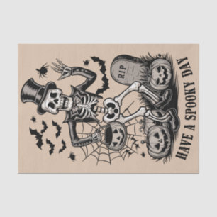 Have a spooky Day Halloween Witch Skeleton  Tissue Paper