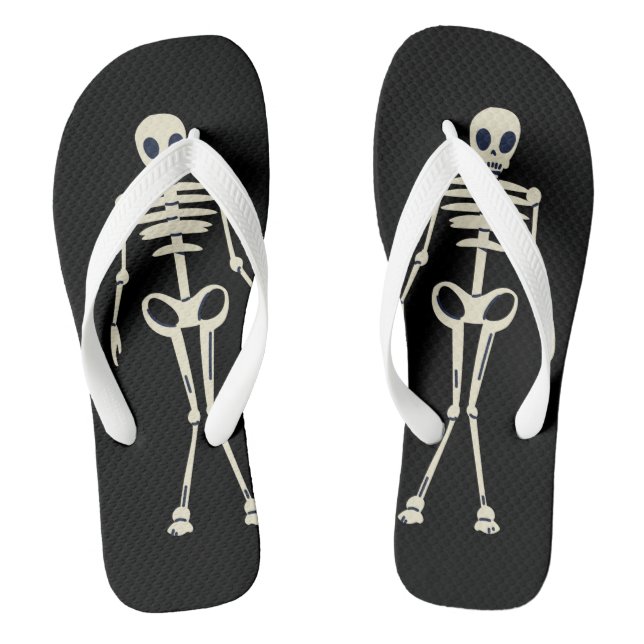 Have A Spooky Halloween, Halloween Skeleton Flip Flops (Footbed)
