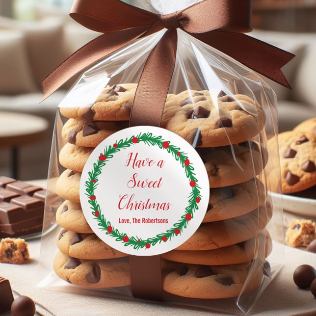 Have a Sweet Christmas, Holiday Treat Classic Round Sticker (Creator Uploaded)
