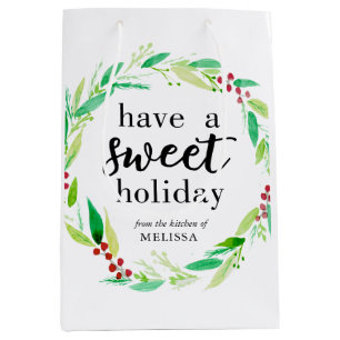 Have a Sweet Holiday Baked Goods Christmas Wreath Medium Gift Bag
