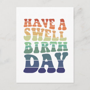 Have a Swell Birthday modern rainbow typography Postcard