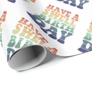 Have a Swell Birthday modern rainbow typography Wrapping Paper
