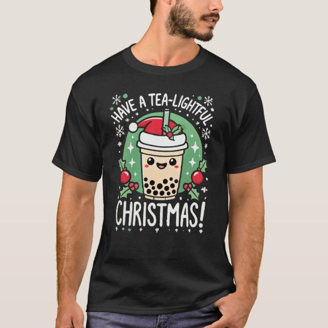 Have a Tea-lightful Christmas - Festive Boba Tea T-Shirt (Front)