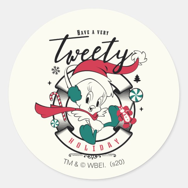 Have A Very TWEETY™ Holiday Classic Round Sticker (Front)