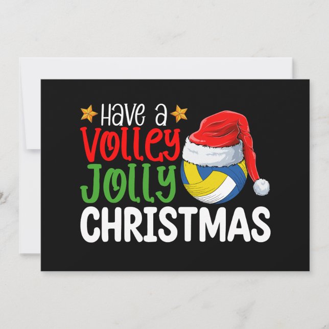 Have a Volley Jolly Christmas Volleyball Holiday Invitation (Front)