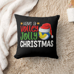 Have a Volley Jolly Christmas Volleyball Holiday Throw Pillow