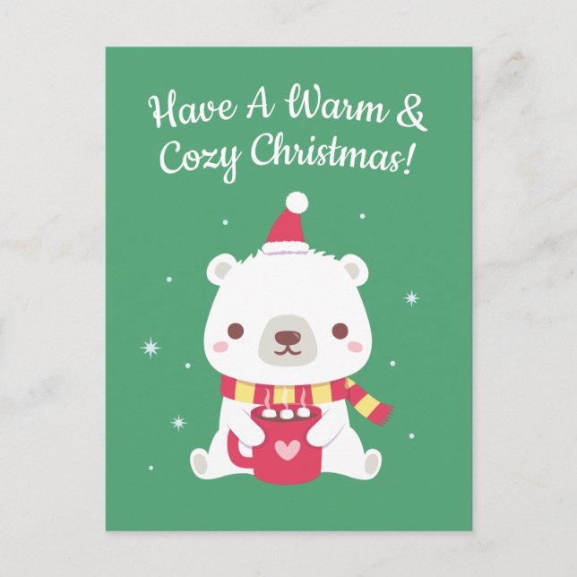 Have A Warm & Cozy Christmas Polar Bear Postcard (Front)
