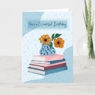 Have a Wonderful Birthday Card with Stacked Books