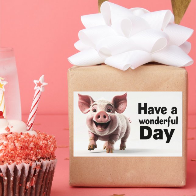 Have a Wonderful Day, happy piglet, Sticker (Party)