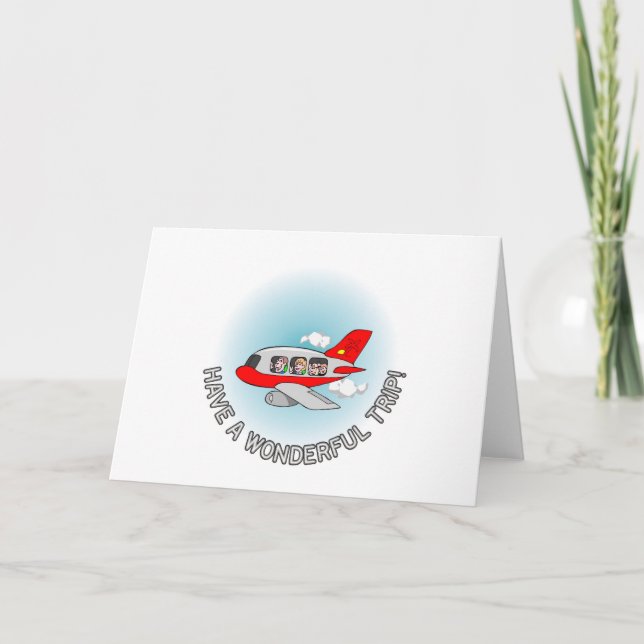 Have a wonderful trip! Airplane with passengers Holiday Card (Front)
