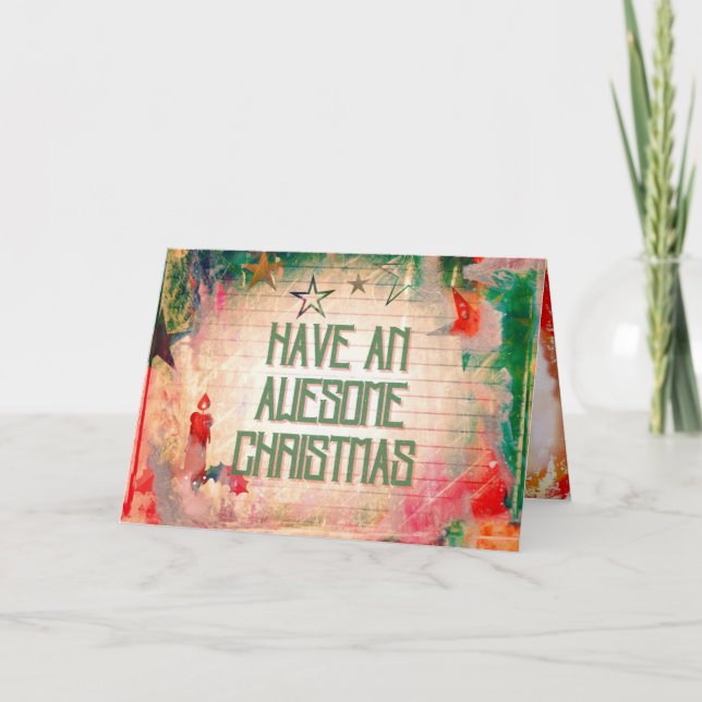 Have an Awesome Christmas Grunge Style Card (Front)