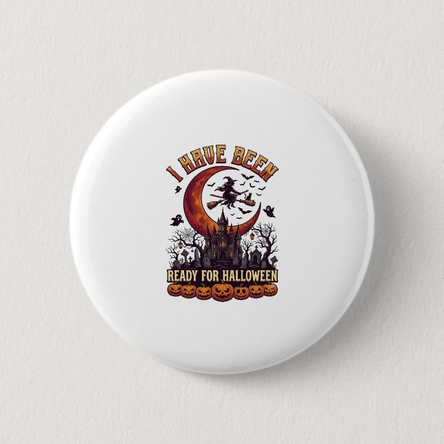 Have Been Ready Halloween Witch Castle Moon_1 2 Inch Round Button (Front)