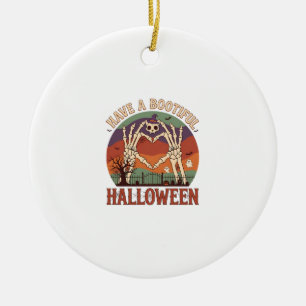 Have Bootiful Halloween Skeleton Hands Cat Skull W Ceramic Ornament