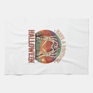 Have Bootiful Halloween Skeleton Hands Cat Skull W Kitchen Towel
