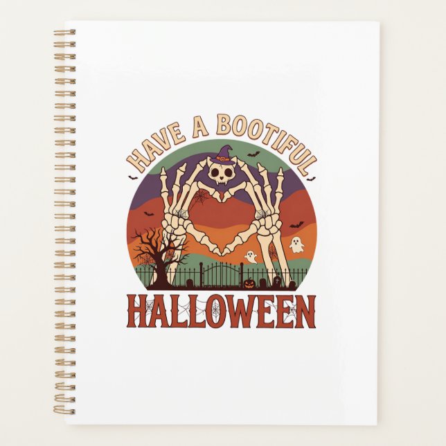 Have Bootiful Halloween Skeleton Hands Cat Skull W Planner (Front)
