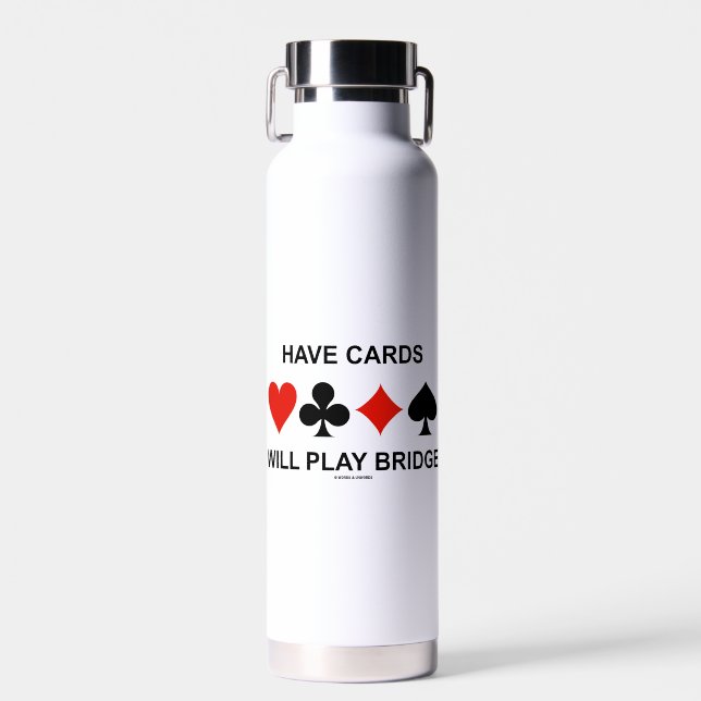 Have Cards Will Play Bridge Four Card Suits Water Bottle (Front)