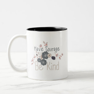 Have Courage Be Kind Playful Tossed Flowers Two-Tone Coffee Mug