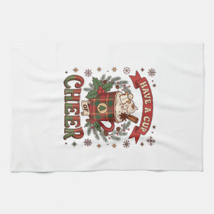 Have Cup Cheer Christmas Plaid Mug Hot Cocoa Snowm Kitchen Towel