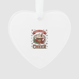 Have Cup Cheer Christmas Plaid Mug Hot Cocoa Snowm Ornament