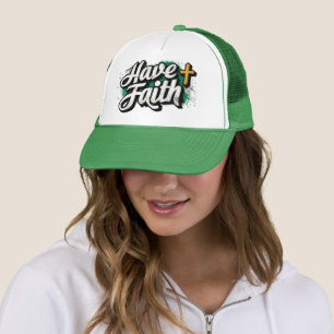 Have Faith Christian Trucker Hat Cross Graffiti