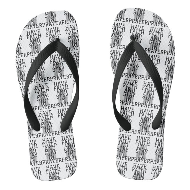 Have Faith In Prayer Bold W/B All-Over Unisex Flip Flops (Footbed)